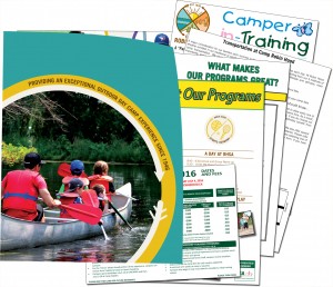 A picture of the Camp Robin Hood information package that will be mailed to you after completing the details required