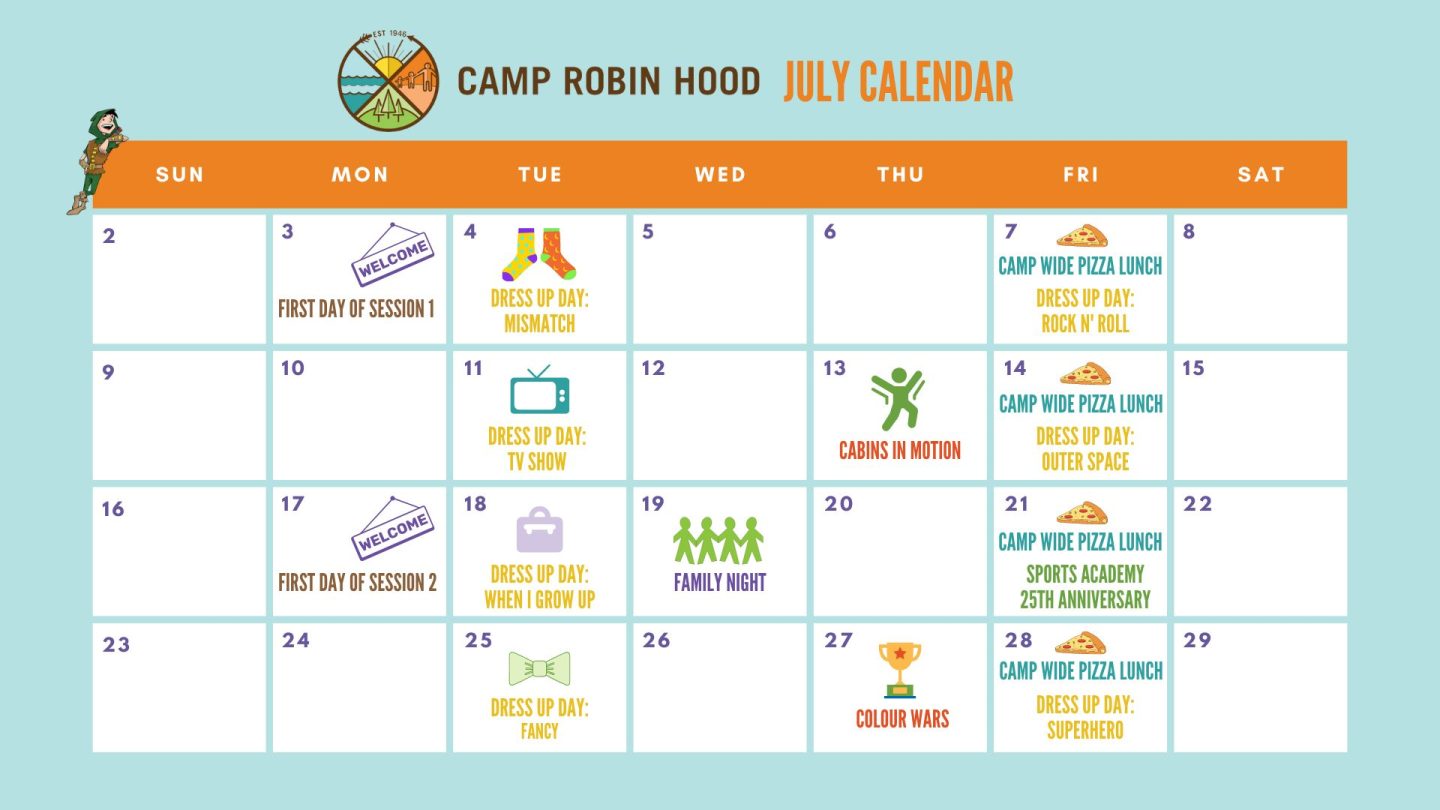 Calendars - Camp Robin Hood - Summer Day Camp In the GTA