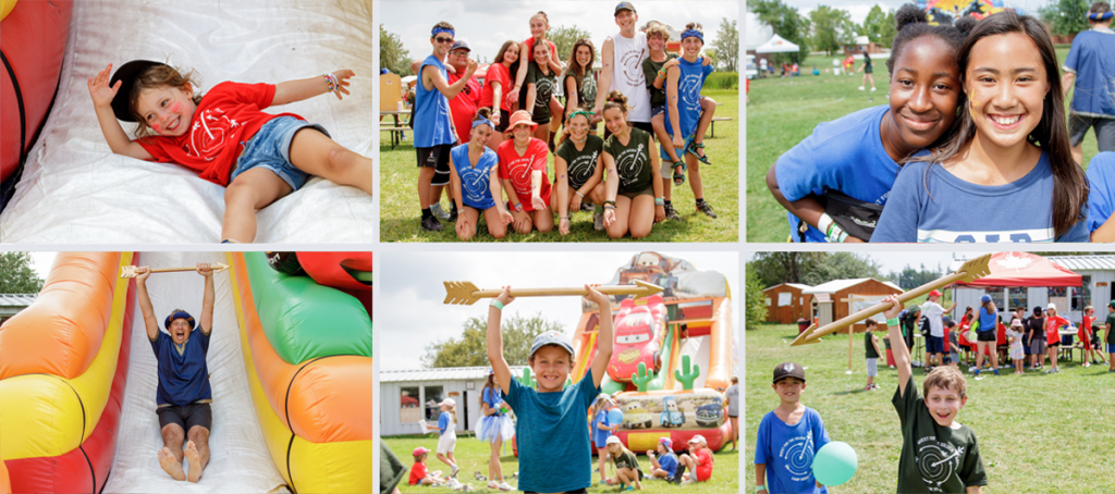 Snapshots of campers and staff enjoying the quest for the golden arrow carnival